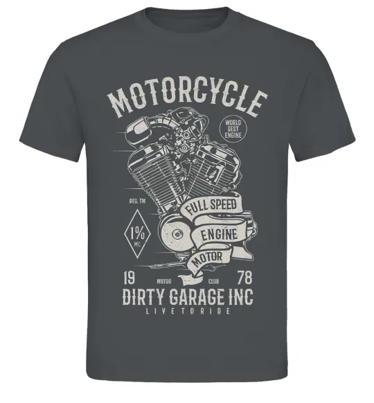 Чоловіча футболка Motorcycle Full Speed Engine Графіт фото