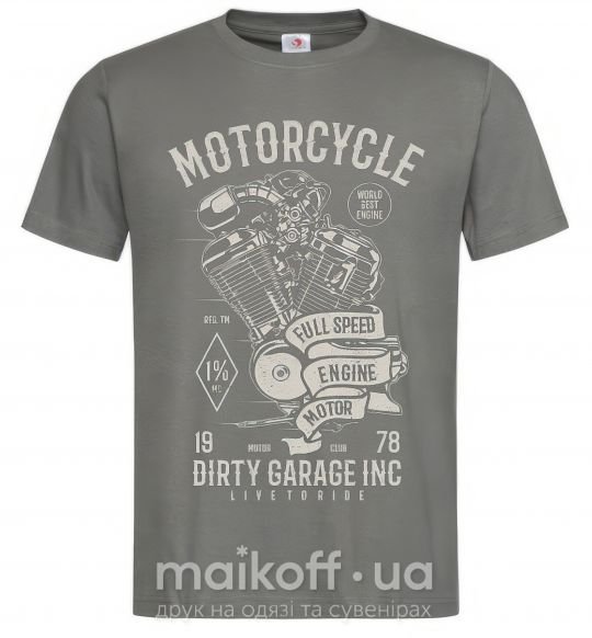 Чоловіча футболка Motorcycle Full Speed Engine Графіт фото