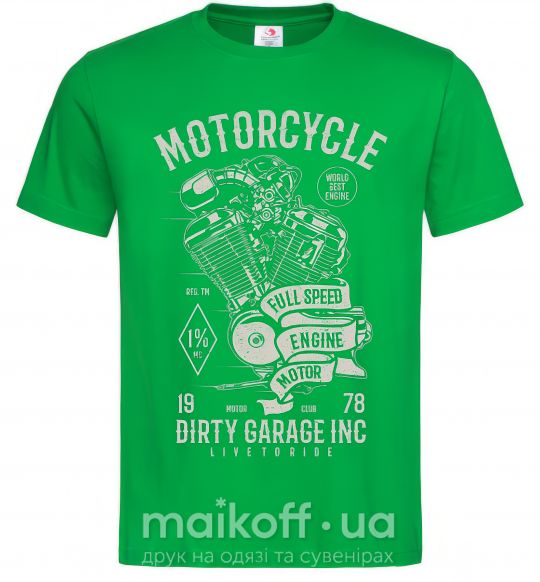 Мужская футболка Motorcycle Full Speed Engine Зеленый фото