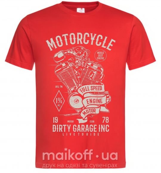 Мужская футболка Motorcycle Full Speed Engine Красный фото
