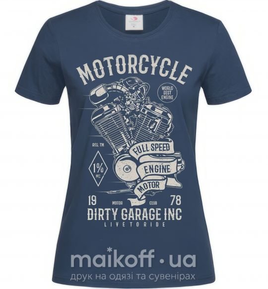 Жіноча футболка Motorcycle Full Speed Engine Темно-синій фото