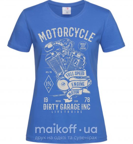 Женская футболка Motorcycle Full Speed Engine Ярко-синий фото