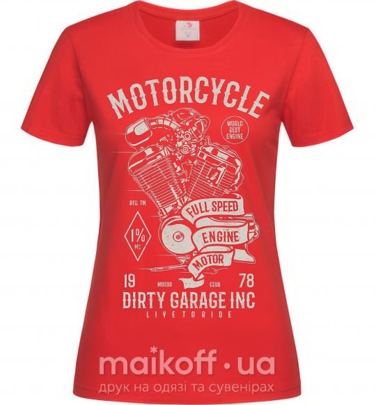 Женская футболка Motorcycle Full Speed Engine Красный фото