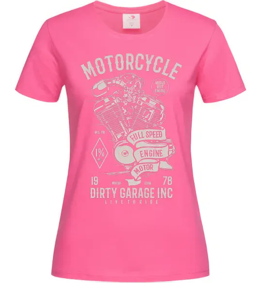 Женская футболка Motorcycle Full Speed Engine Ярко-розовый фото