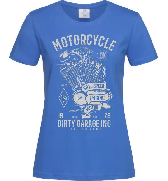 Женская футболка Motorcycle Full Speed Engine Ярко-синий фото