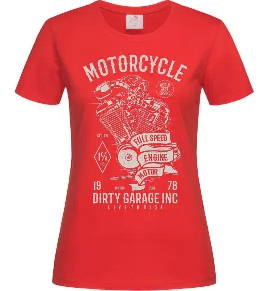 Женская футболка Motorcycle Full Speed Engine Красный фото