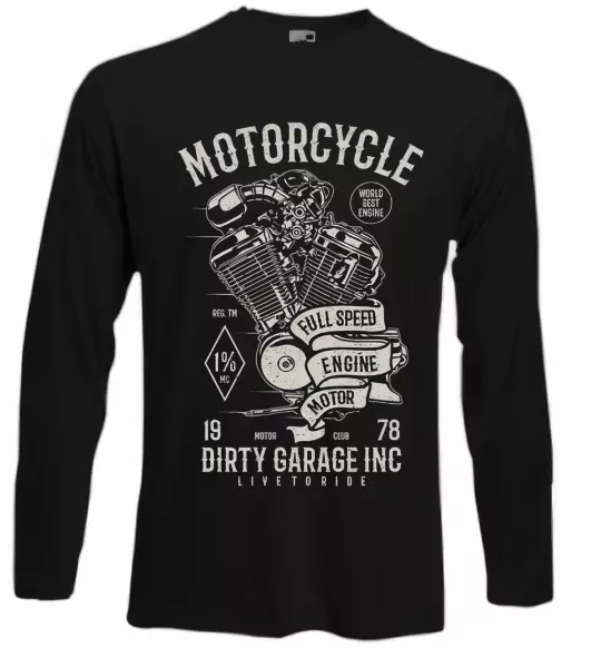 Лонгслив Motorcycle Full Speed Engine Черный фото