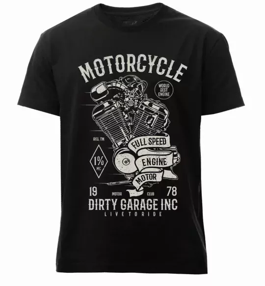 Чоловіча преміум футболка Motorcycle Full Speed Engine Чорний фото