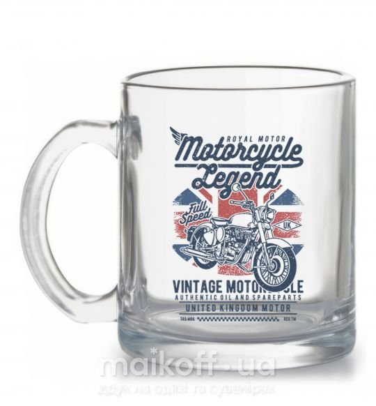 Чашка стеклянная Motorcycle Legend Прозрачный фото