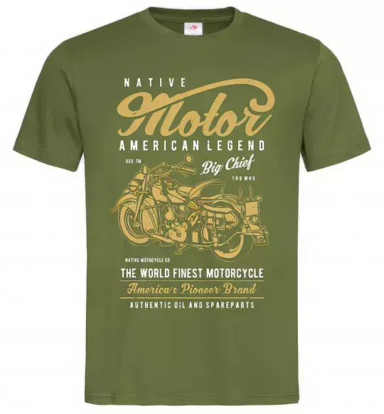 Мужская футболка Native Motorcycle Оливковый фото