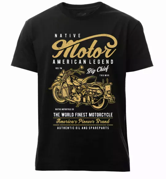 Чоловіча преміум футболка Native Motorcycle Чорний фото