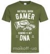 Мужская футболка Natural Born Gamer Оливковый фото