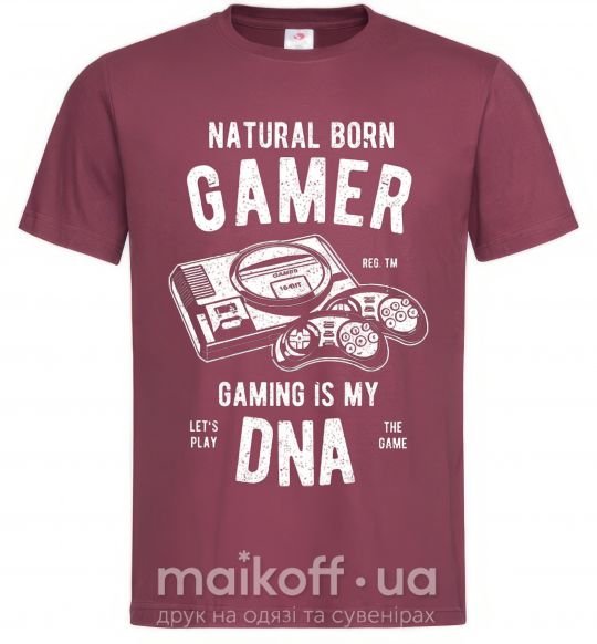 Мужская футболка Natural Born Gamer Бордовый фото