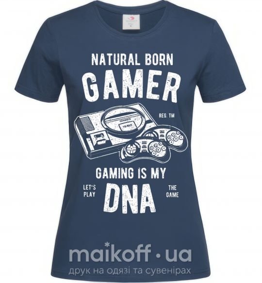 Жіноча футболка Natural Born Gamer Темно-синій фото