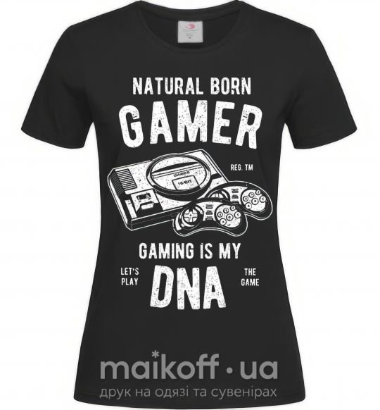 Жіноча футболка Natural Born Gamer Чорний фото