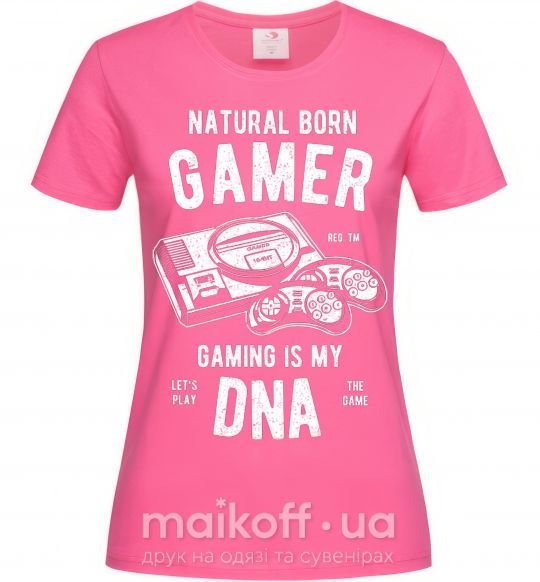 Жіноча футболка Natural Born Gamer Яскраво-рожевий фото