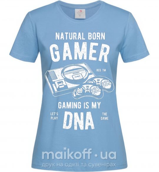 Жіноча футболка Natural Born Gamer Блакитний фото