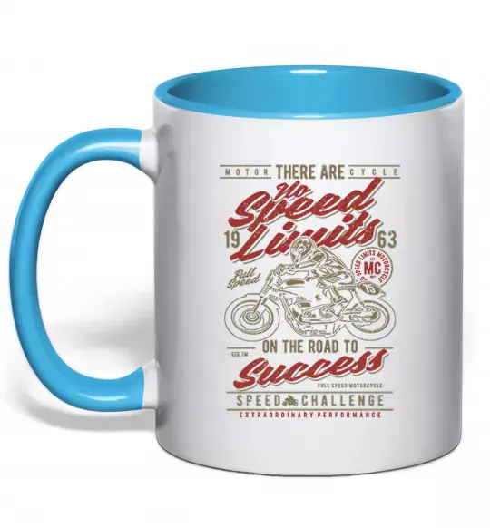 Чашка с цветной ручкой No Speed Limits Голубой фото