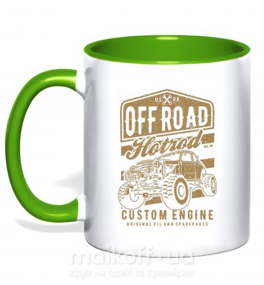 Чашка з кольоровою ручкою Offroad Hotrod Зелений фото