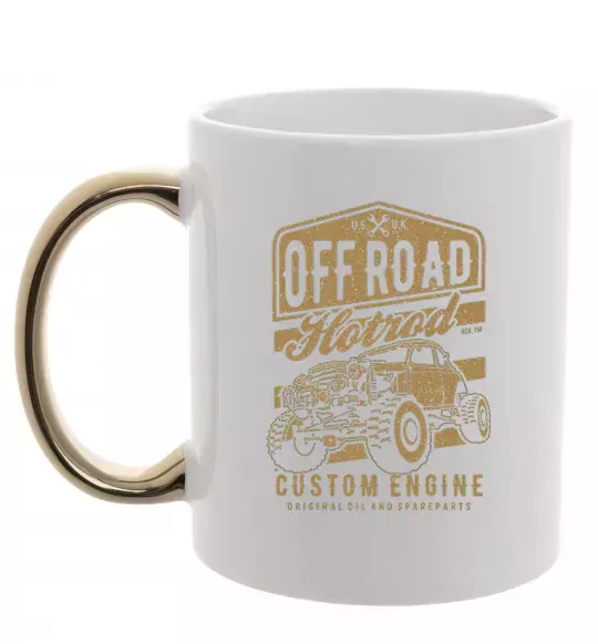 Чашка с цветной ручкой Offroad Hotrod Золото фото