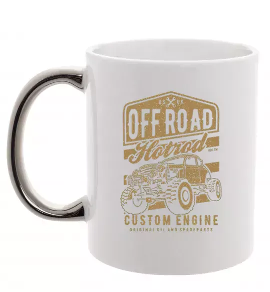 Чашка с цветной ручкой Offroad Hotrod Серебро фото