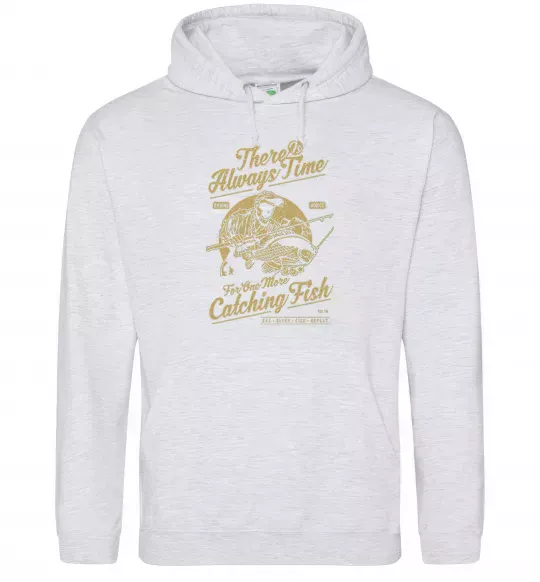 Мужская толстовка (худи) One More Catching Fish Серый меланж фото