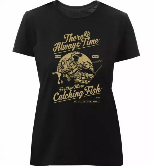 Жіноча преміум футболка One More Catching Fish Чорний фото