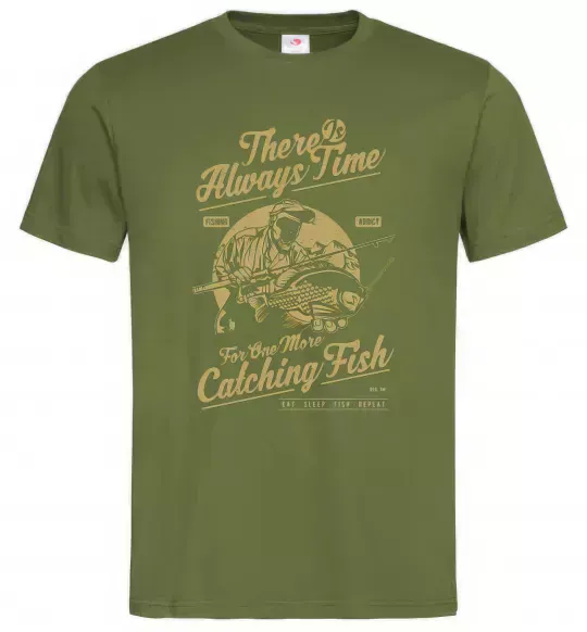 Мужская футболка One More Catching Fish Оливковый фото