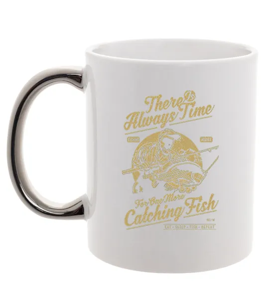 Чашка з кольоровою ручкою One More Catching Fish Срібло фото