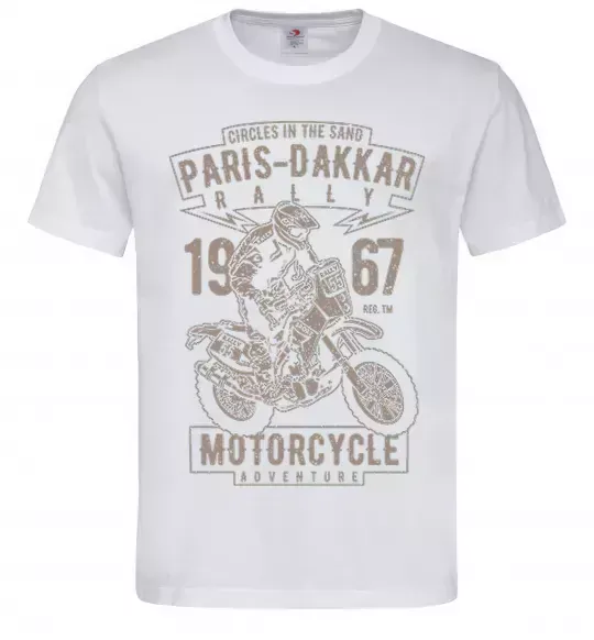 Мужская футболка Paris Dakkar Rally Motorcycle Белый фото