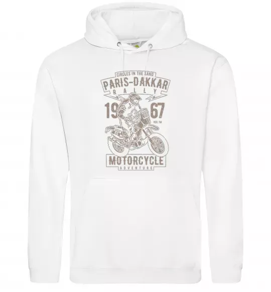 Чоловіча толстовка (худі) Paris Dakkar Rally Motorcycle Білий фото