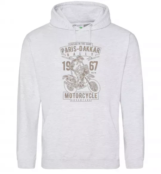 Чоловіча толстовка (худі) Paris Dakkar Rally Motorcycle Сірий меланж фото