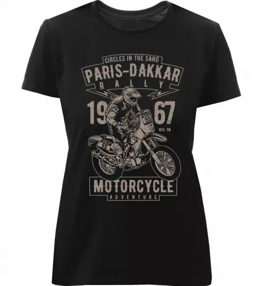 Женская премиум футболка Paris Dakkar Rally Motorcycle Черный фото