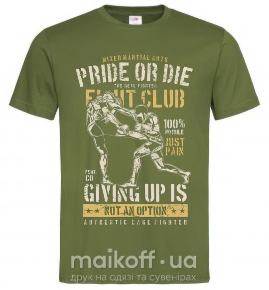 Чоловіча футболка Pride Or Die Fight club Оливковий фото