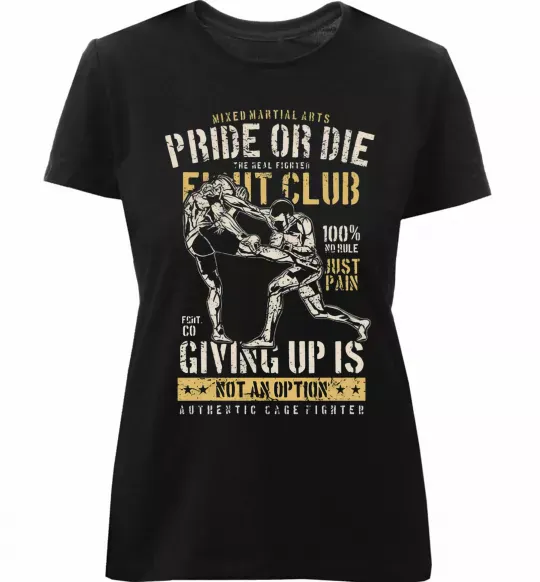 Женская премиум футболка Pride Or Die Fight club Черный фото
