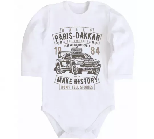Детский боди Rally Paris Dakar Automobile Белый фото