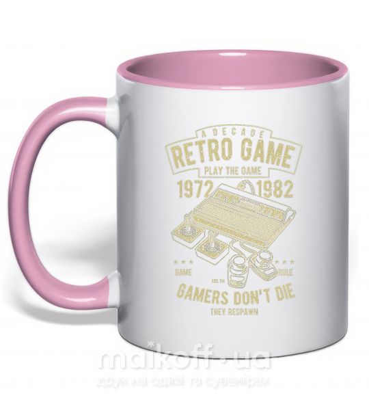Чашка з кольоровою ручкою Retro Game Ніжно рожевий фото