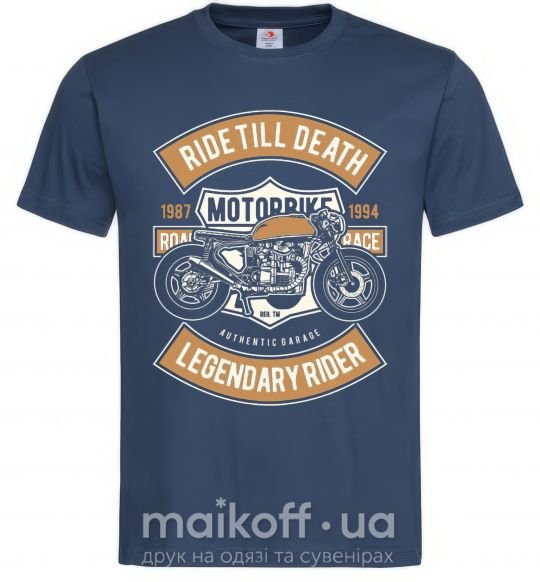 Чоловіча футболка Ride Till Death Темно-синій фото