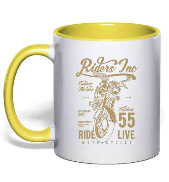 Чашка з кольоровою ручкою Riders Лимонний фото