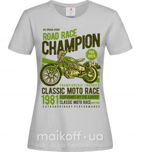 Женская футболка Road Race Champion Серый фото