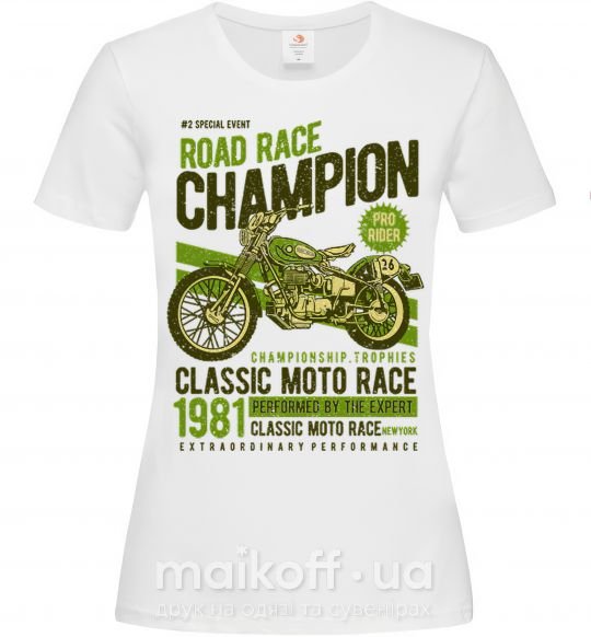 Жіноча футболка Road Race Champion Білий фото