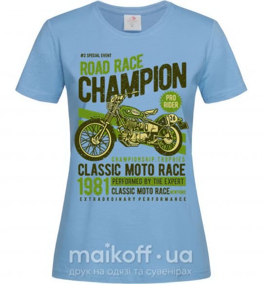 Жіноча футболка Road Race Champion Блакитний фото