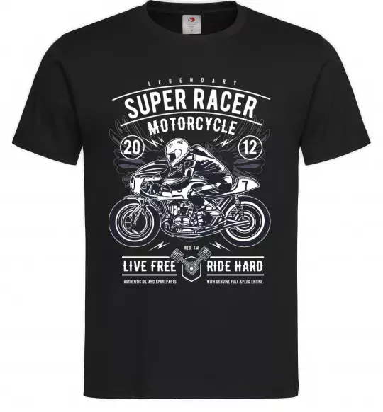 Мужская футболка Super Racer Motorcycle Черный фото