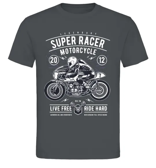 Мужская футболка Super Racer Motorcycle Графит фото