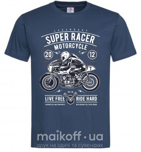 Чоловіча футболка Super Racer Motorcycle Темно-синій фото