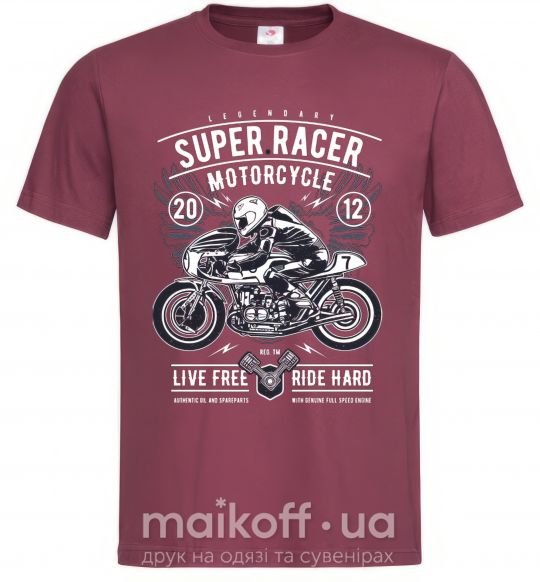 Чоловіча футболка Super Racer Motorcycle Бордовий фото