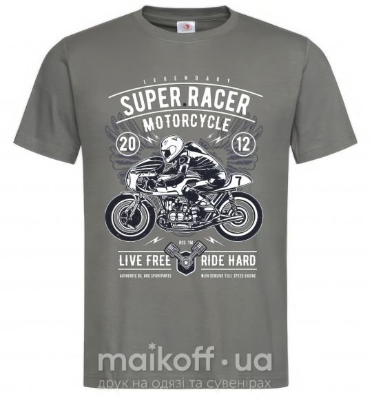 Чоловіча футболка Super Racer Motorcycle Графіт фото