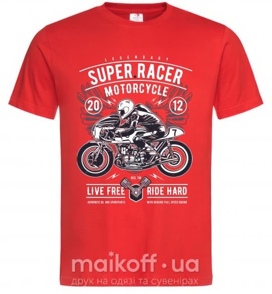 Мужская футболка Super Racer Motorcycle Красный фото