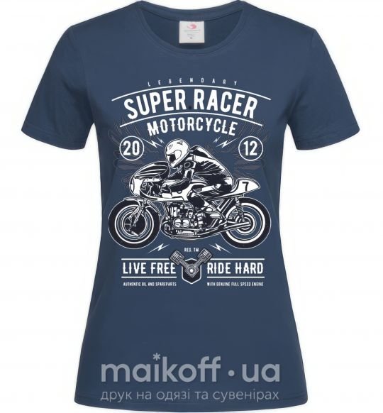 Жіноча футболка Super Racer Motorcycle Темно-синій фото