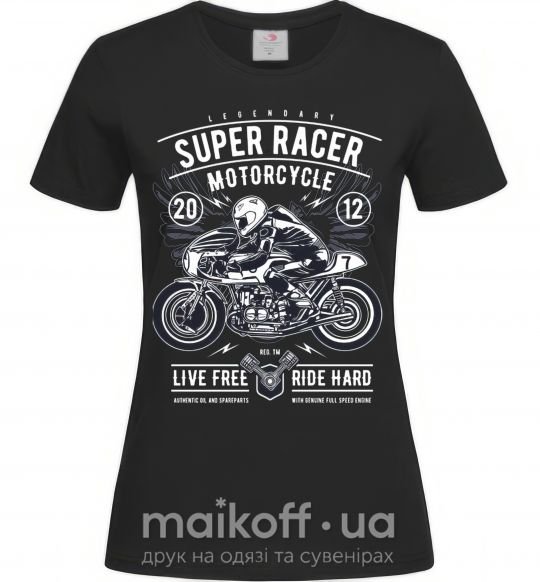 Жіноча футболка Super Racer Motorcycle Чорний фото